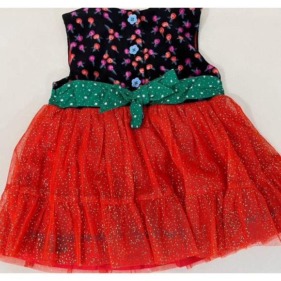 Matilda Jane Caroling Away Top Size 4 New Embroidery Flower Red Tulle Christmas - Picture 8 of 12